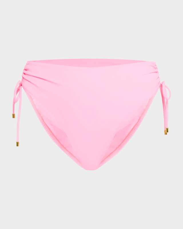 Ruched High-Waist Bikini Bottoms